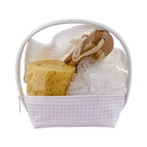 DAM 019, KIT DE BAñO ALTHEA. Kit de baño que incluye 4 accesorios de baño: 2 esponjas. cepillo y guante.