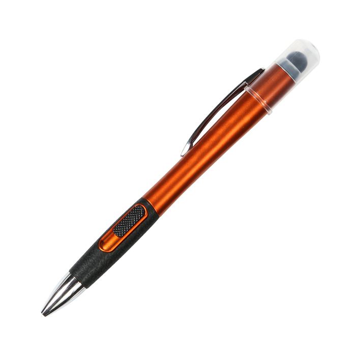 BL-125, Bolí­grafo retráctil fabricado en plástico con luz interior del color del barril, puntero touch y tinta de escritura negra.