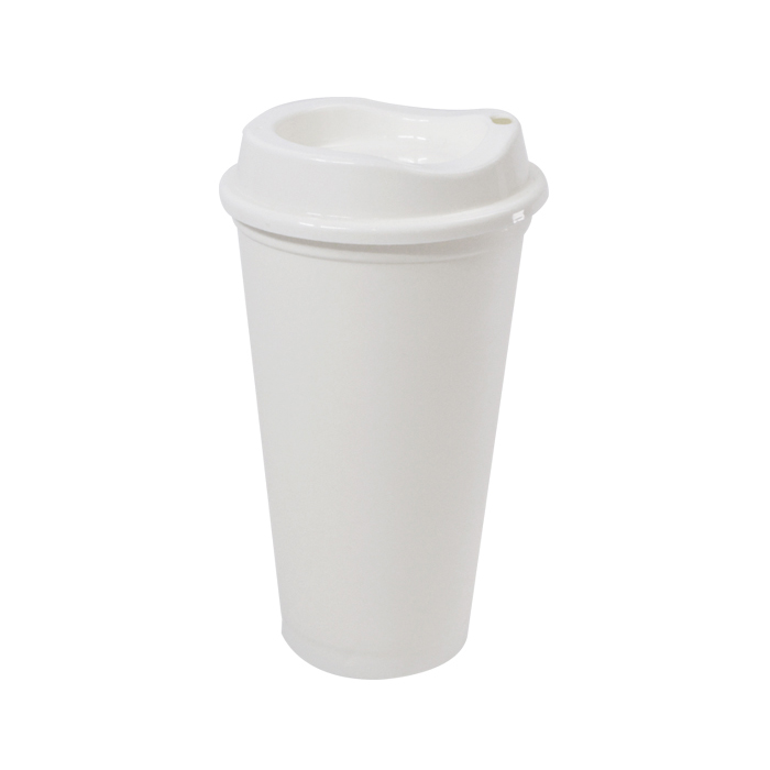 A2750, Vaso ALDO. Vaso de plástico de una pared con tapa a presión. Ideal para café o bebidas calientes. CAP. 475 ml.